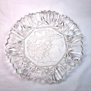 Vintage Federal Glass Pioneer Pattern Ruffled Edge Bowl Pressed Fruit 1940s-50s